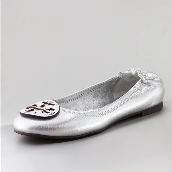 metallic tory burch flats